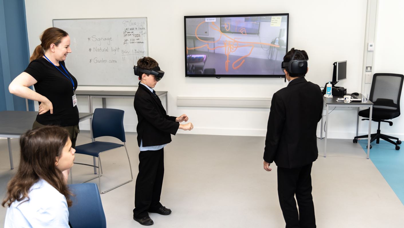 Pupils using VR headsets